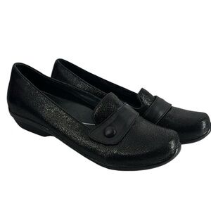 Dansko Olena Black Metallic shimmer Shoes Loafers comfort classic sz 10.5